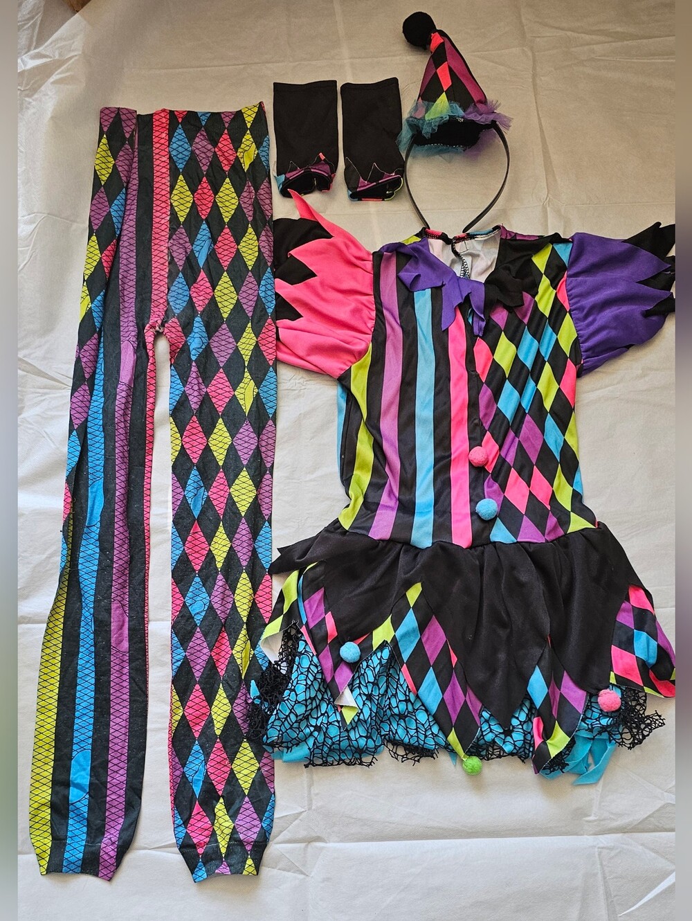 Fun World Girls Twisted Circus Clown Costume Size 8-10. Fun World Twis